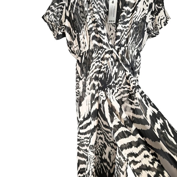 Boohoo Lydia Monochrome Zebra Print Maxi Beach Kaftan Size Large Black - Picture 4 of 11